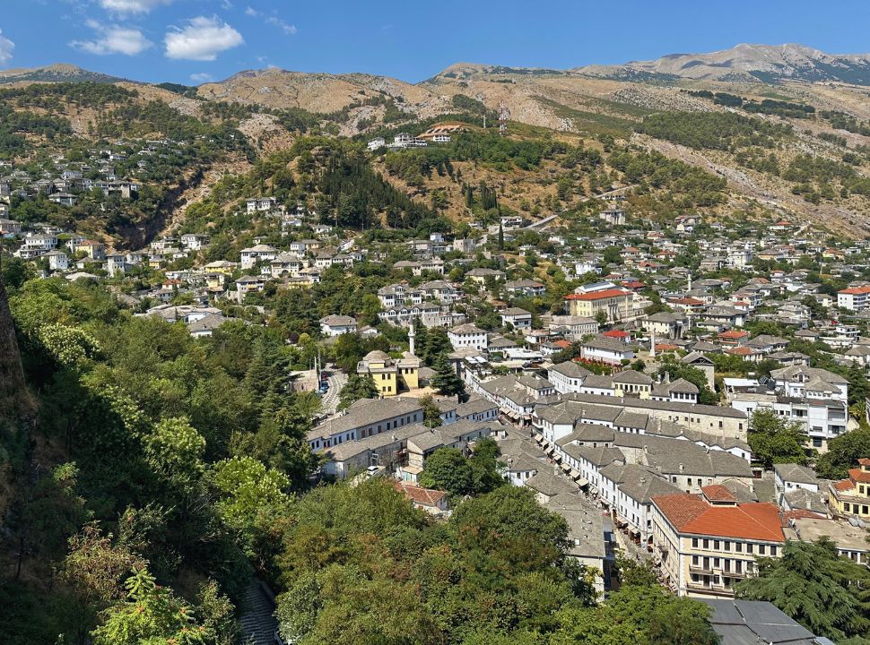 view of Gjirokaster Albania from the old castle