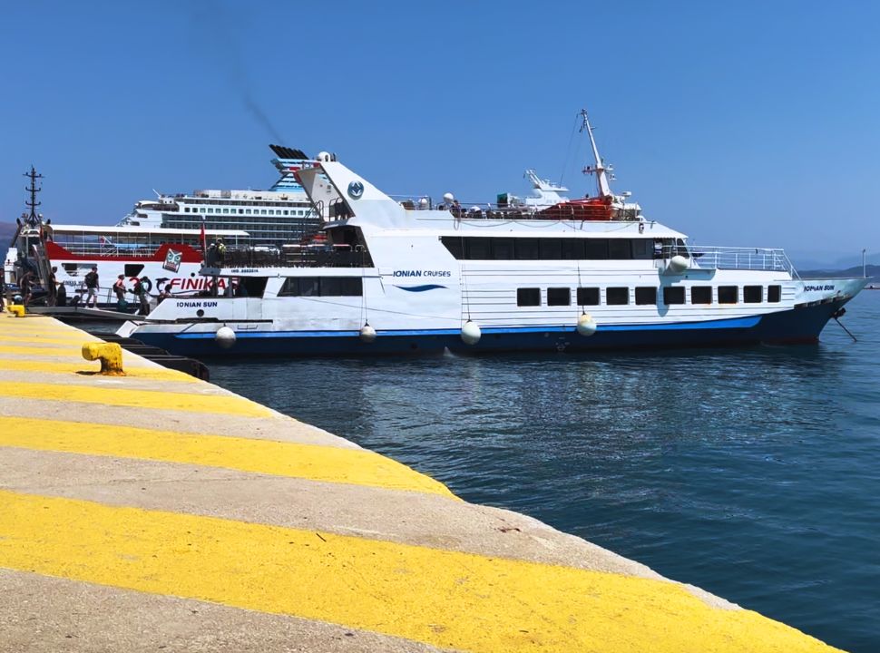 ferry ready for departure at corfu port