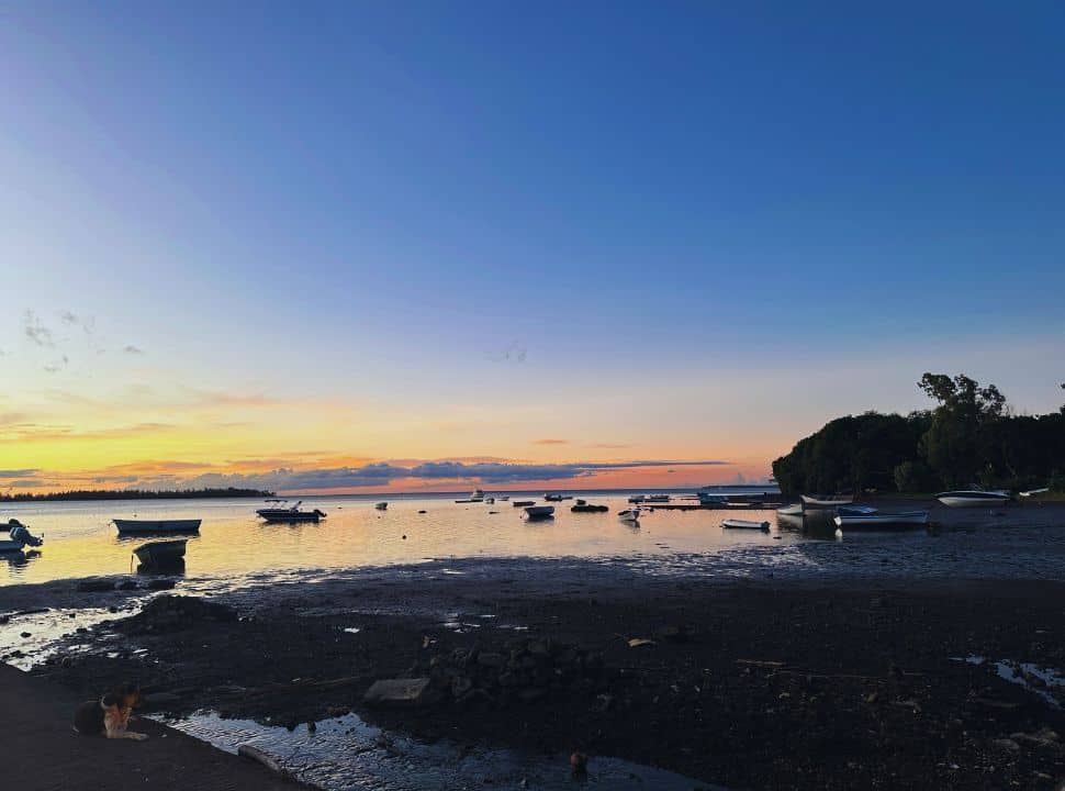 sunset at mauritius, low tide