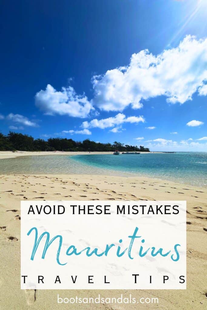 a pinterest pin with avoid these mistakes mauritius travel tips