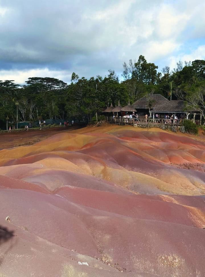 various coloured earth ranging from yellow to red at organized park in Mauritius