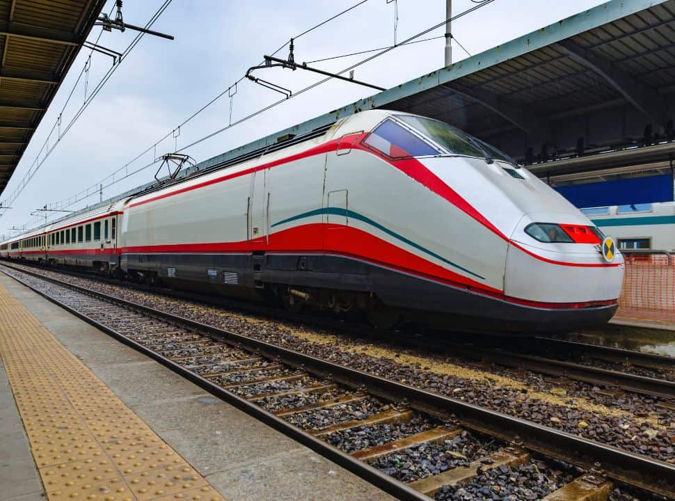 fast train at a train station