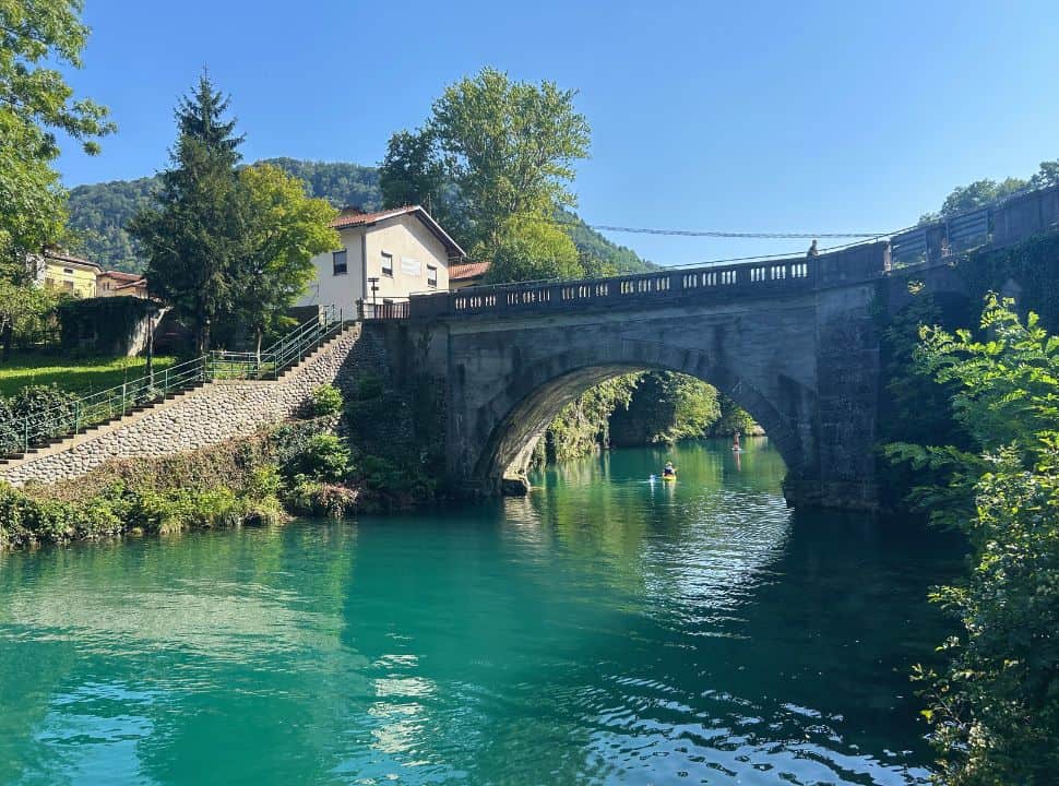 bridge at Most na Soči a small town set along the Soča river, so broad it looks more like a lake. 