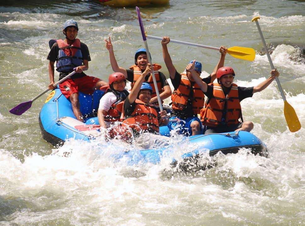 group of people rafting down a river in Bali