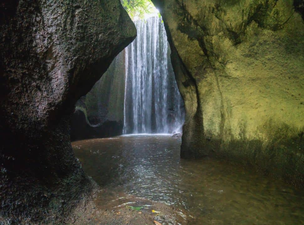 waterfall set within a cave nearby Sidemen Bali