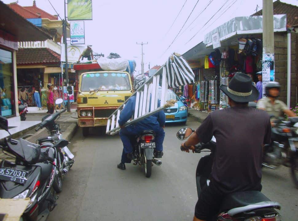traffic in the shopping streets of kuta-legian area in Bali