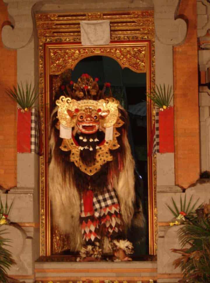 the Barong, a dog/dragon like mask used during a traditional Balinese dance in Ubud Bali
