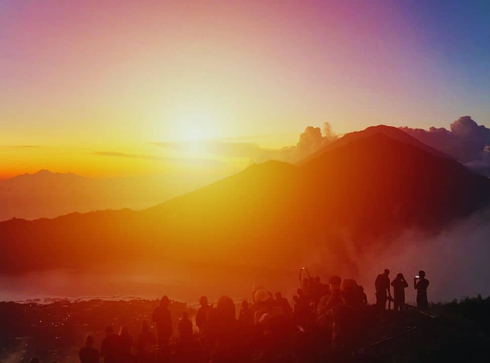 people watching the sunrice at Lake Batur in Bali