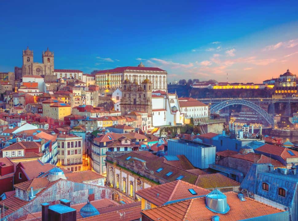 Porto by sunset, lights make the city even more charming