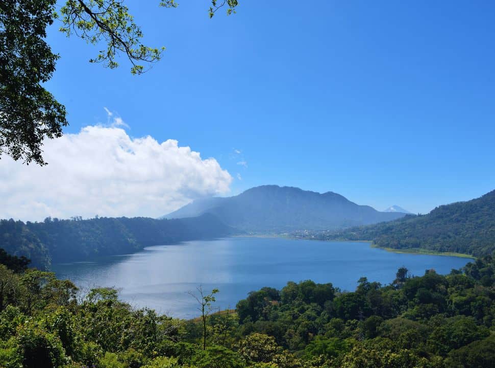 viewpoint over one of the Twin Lakes called Buyan Lake nearby Munduk Bali