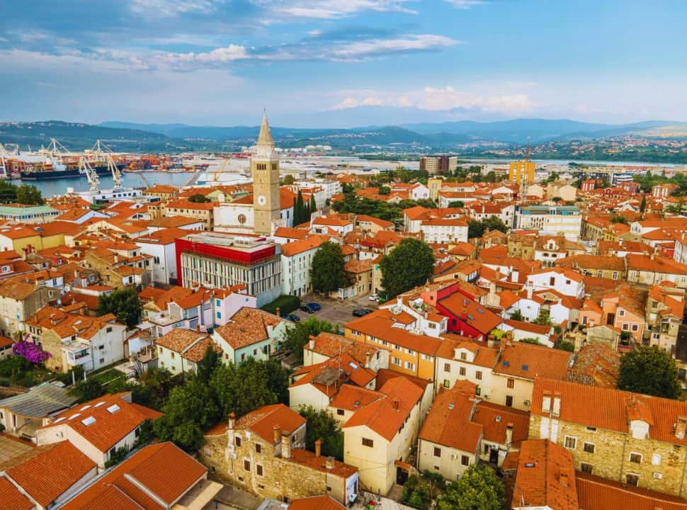 view from above from Koper old town and its harbor